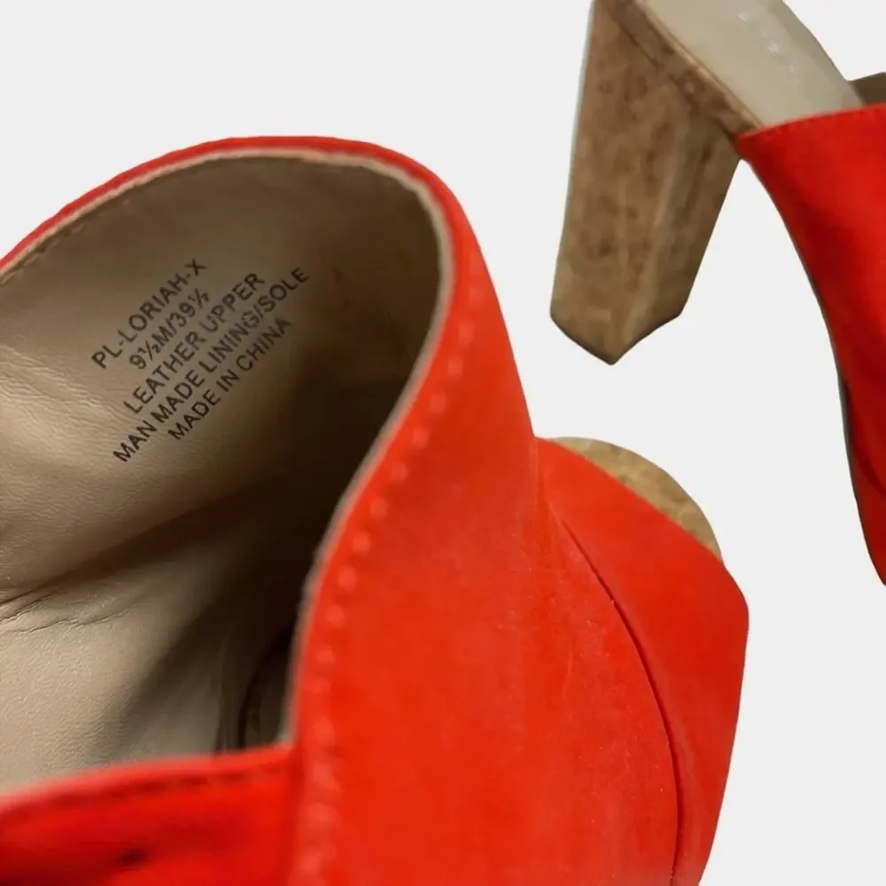 BCBGENERATION BCBG GENERATION Loriah X Bright Orange Red Block Heels Sandals 9.5